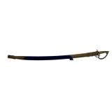 Etched Brass and Steel Cavalry Saber with Scabbard
