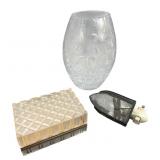 Crystal Jewelry Box, Glass Vase, and Night Light