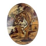 Tiger Marquetry Wood Inlay Wall Plaque