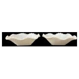 Pair of Milk Glass Square Bowls with Lattice Patte
