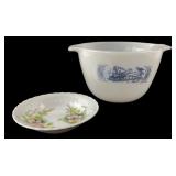 Pyrex Style Milk Glass Bowl and Floral Dish
