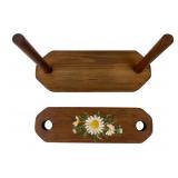 Hand-Painted Wood Daisy Motif Paper Towel Holder