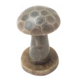 Carved Petoskey Stone Mushroom Figurine