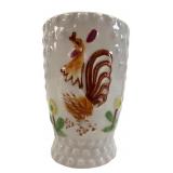 Vintage Hand-Painted Rooster Ceramic Toothpick Hol