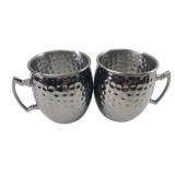 Pair of Hammered Black Chrome Moscow Mule Mugs