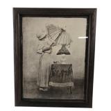 Rolland Hendrickson Framed Print, Lady with Paraso