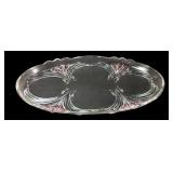 Art Nouveau Style Pressed Glass Floral Platter