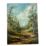 Krawczyk Signed Forest Landscape Oil on Board