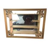 Vintage Giltwood Shadow Box Mirror with Shelves
