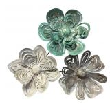 Painted Metal Floral Wall Sculpture