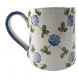Hand-Painted Italian Earthenware Floral Mug