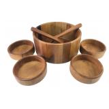 Thai Mixed Wood Stave Salad Bowl Set