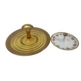 Nippon Porcelain and Amber Glass Tidbit Trays