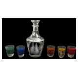 France Glass Decanter and Shot Glass Set