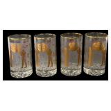 MCM Egyptian Revival Frosted and Gilt Glassware