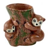 VTG Ceramic Bear Cub Tree Trunk Planter