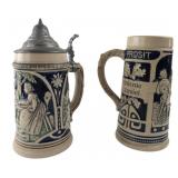 Gerz and West German Stoneware Beer Stein Pair