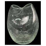 Hand-Blown Crackle Glass Pinch Vase