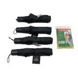 Group of 4 Black Umbrellas and Emergency Poncho