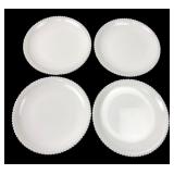 Milk Glass Hobnail Edge Plates, Set of 4
