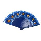 Hand-Painted Blue Floral Folding Fan