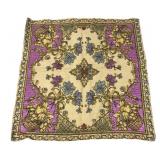 Floral Basket Motif Woven Textile Mat
