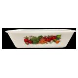Glasbake Vegetable Medley Milk Glass Loaf Pan