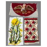 Group of Three Hand-Hooked Latch Hook Rug Panels