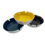 MCM Style Tri-Color Ceramic Ashtray Set