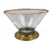 Mid-Century Modern Style Glass Bowl with Brass Bas