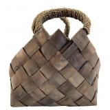 Woven Wood Splint Basket with Braided Handles