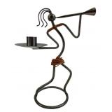 African Dancer Metal and Rattan Candle Holder
