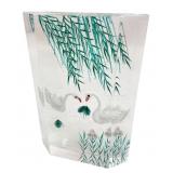 Intaglio Carved Lucite Swan Paperweight