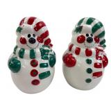 Pr. Hand-Painted Snowman Ceramic Salt & Pepper Sha