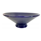 Cobalt Blue Ribbed Pedestal Bowl