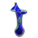 Hand-Blown Art Glass Jack-in-the-Pulpit Vase