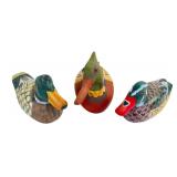 Set of 3 Hand-Painted Wooden Duck Decoys