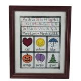 Framed Cross-Stitch Birth Sampler, Maria Lynn
