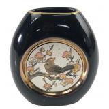VTG Art of Chokin Bird and Cherry Blossom Vase