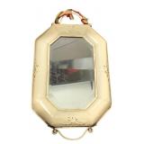 Vintage painted octagonal metal beveled mirror