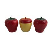Set of 3 Vintage Fruit-Form Milk Glass Lidded Jars