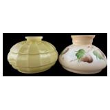Pair of Hand-Painted and Ribbed Glass Lamp Shades