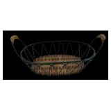 Wire and Wicker Oval Basket with Handles