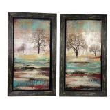 Pair of Framed Abstract Landscape Art Prints