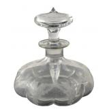 Etched Floral Glass Perfume Bottle with Stopper