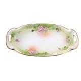 Nippon Hand-Painted Porcelain Rose Celery Dish