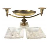 Italian Brass and Marble Centerpiece with Glass In