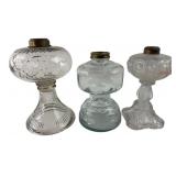 Three Assorted Pressed Glass Oil Lamp Bases