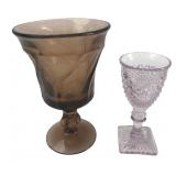 Vintage Pressed and Molded Glass Stemware Pair