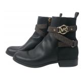 Michael Kors Black PU Leather Ankle Boots, Size 9M